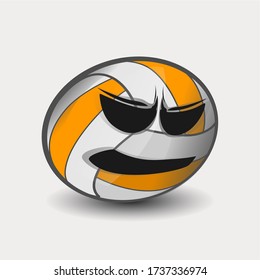 Cartoon ball with a serious expression