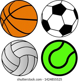 Cartoon ball set. Cute balls
