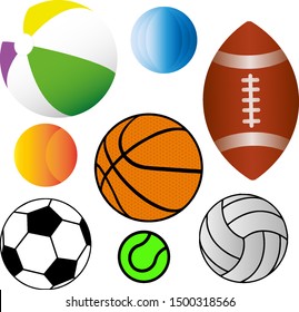 Cartoon ball set. Cute balls vector.
