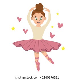 Cartoon Ballerina Girl Pink Dress Dancing Stock Vector (Royalty Free ...