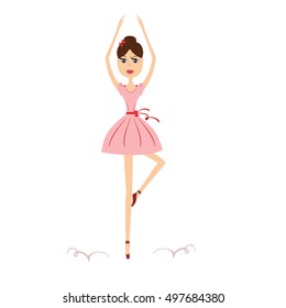 Cartoon ballerina girl vector illustration. Ballerina girl isolated on white background.