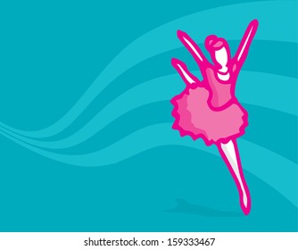 Cartoon ballerina on dancing background