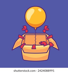 Cartoon balloon coming out from box vector decoration