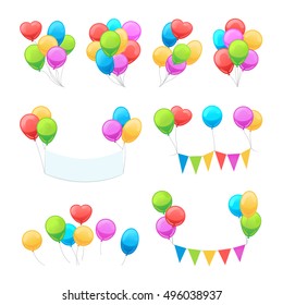 Cartoon balloon set. Vector glossy balloons isolated on white background for party invitations decoration