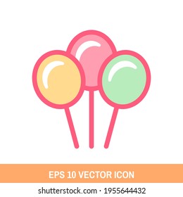 Caricatura Diseño vectorial de icono Globos. Símbolo de carnaval para el diseño de tu sitio web, logotipo, aplicación, interfaz de usuario. Ilustración vectorial Eps10.