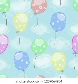 Cartoon balloons seamless pattern.
