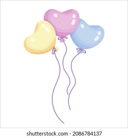 Cartoon balloons in the shape of a heart. Vector graphics on a white background.