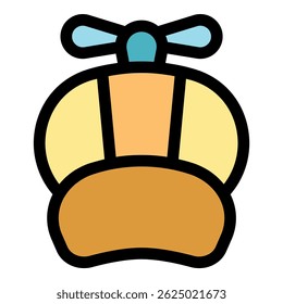 Cartoon bambu copter brinquedo girando e voando, proporcionando alegria e entretenimento
