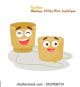 Cartoon Bamboo Sticky Rice Container Vector    