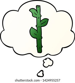 cartoon bamboo with thought bubble in smooth gradient style