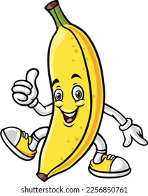 Cartoon banana character giving a thumbs up