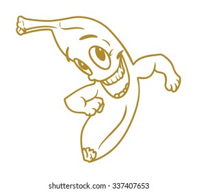 cartoon banana with hands vector illustration