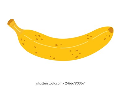 Cartoon Banana icon. Hand drawn ripe banana, trendy flat style yellow fruit. Tropical fruit, banana snack or vegetarian nutrition. Isolated on white Vector illustration