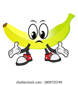 cartoon banana illustration; confused expression