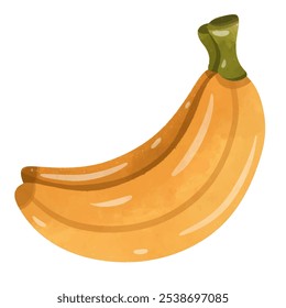 Cartoon banana illustration vector, banana clip art in hand drawn watercolor painting style, cute bananas fruit image, tropical fruit picture
