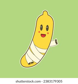 "Cartoon banana with a meter circling around it. Suitable for use as mascots and more."