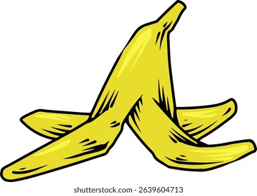 Cartoon banana peel waste Simple