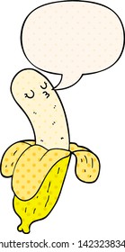 banana de dibujos animados con burbuja de discursos al estilo de un libro de historietas