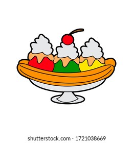 Cartoon Banana Split Icon Vector