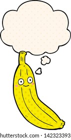 banana de dibujos animados con burbuja de pensamientos al estilo de un libro de historietas