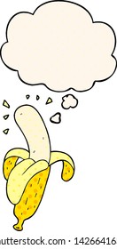 cartoon banana with thought bubble in comic book style