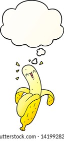 cartoon banana with thought bubble in smooth gradient style