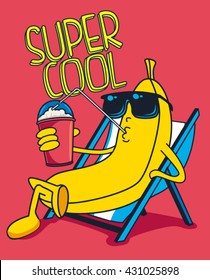 Cartoon banana vector character, milkshake