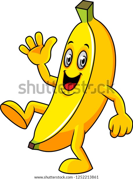 Cartoon Banana Waving Hand Stock Vector (Royalty Free) 1252213861 ...