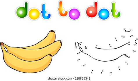 Cartoon bananas dot to dot. Vector illustration for children