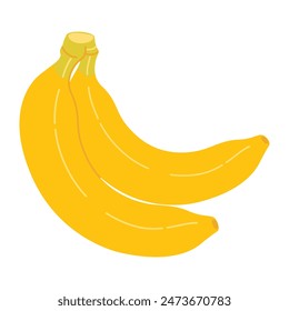 Cartoon Bananen-Symbol. Handgezeichnete reife Bananen, trendige flache Art gelbe Früchte. Tropische Früchte Banane, Snack oder vegetarische Ernährung. Isoliert auf transparentem Hintergrund. Vektorillustration