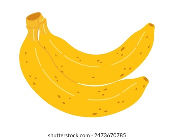 Cartoon Bananas icon. Hand drawn ripe bananas, trendy flat style yellow fruit. Tropical fruit banana bunch, snack or vegetarian nutrition. Isolated on transparent background. Vector illustration