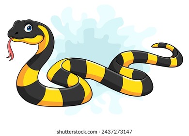 Cartoon Banded Krait Bungarus Fasciatus snake