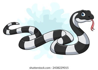 Cartoon Banded Krait Bungarus Fasciatus snake