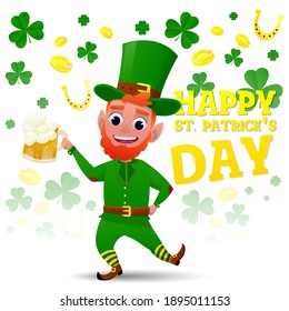 Cartoon baner happy st.Patrick day. Vector illustration