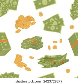 cartoon banknotes pattern. green dollar signs, cartoon flat minimalistic bank cash money, financial economy banking payment concept. vector cartoon flat seamless pattern.