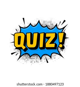 Cartoon Banner. Blue Quiz Sign Vector Design Template. Giveaway Banner. Game Sign.