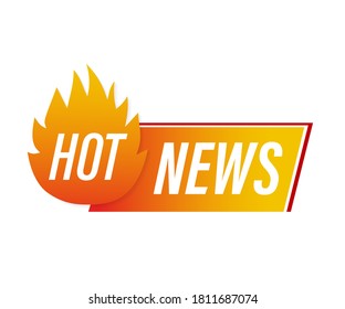 Cartoon banner with hot news. Technology background concept. Flat web template. Logo, icon, label.