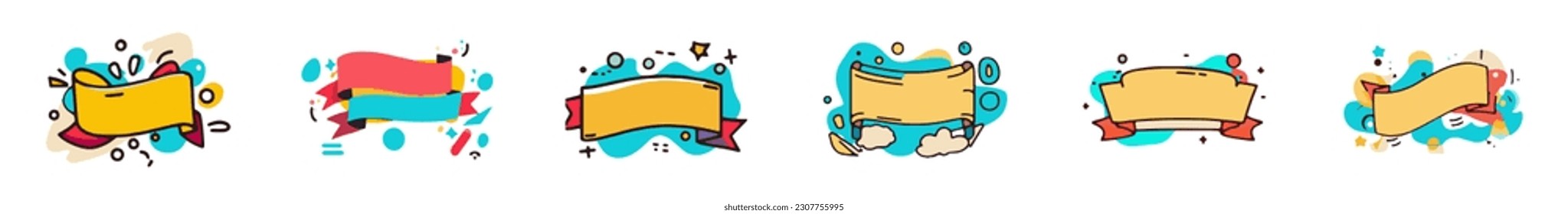 Cartoon Banners Vector. Vector Set of Color Blank Banners for Your Text. Eps 10
