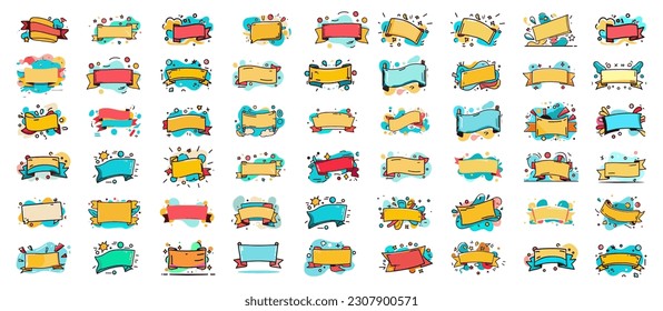 Cartoon Banners Vector. Vector Set of Color Blank Banners for Your Text. Eps 10
