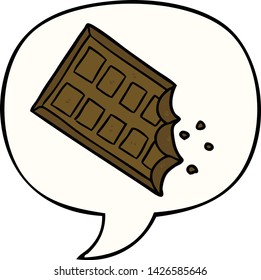 cartoon bar of chocolate with speech bubble