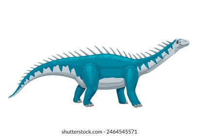 Cartoon Barapasaurus dinosaur character. Isolated vector large herbivorous dino from the early Jurassic period, known for its long neck, tail, and spike on back. Ancient prehistoric reptile animal