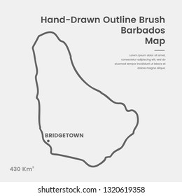 Cartoon Barbados Map, Hand Drawn Barbados Map, Doodle Barbados Map Vector Outline Style Map Information
