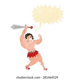 cartoon barbarian hero with speech bubble