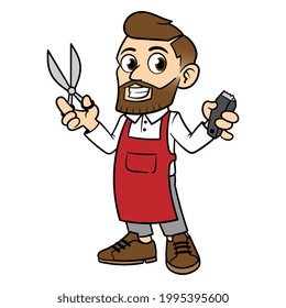 Cartoon Barber Vector Character Illustration