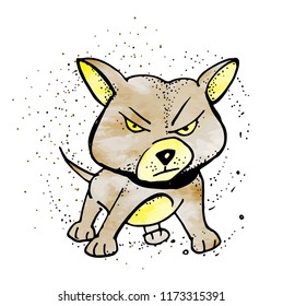 Cartoon barking dog. Vector clip art illustration with simple gradients. Emoji in style doodle