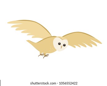 Cartoon Barn Owl. Clipart image isolated on white background