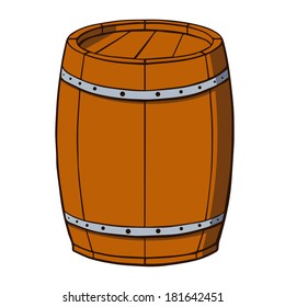 Cartoon Barrel On White Background. Vector Illustration