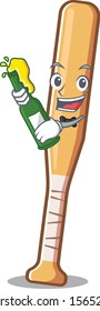Cartoon baseball bat with the bring beer character