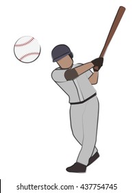 cartoon baseball batter hitting ball isolated on white background vector