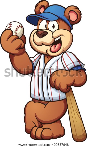 Cartoon Baseball Bear Vector Clip Art Stock Vector (Royalty Free ...